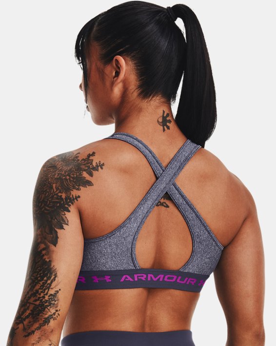 Reggiseno sportivo Armour® Mid Crossback Heather da donna, Gray, pdpMainDesktop image number 1